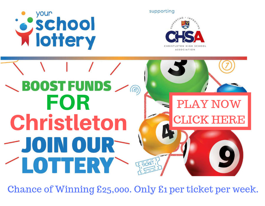 Boost funds for Christleton - Join our Lottery. Chance of winning £25,000. Only £1 per ticket per week. Play now - click here